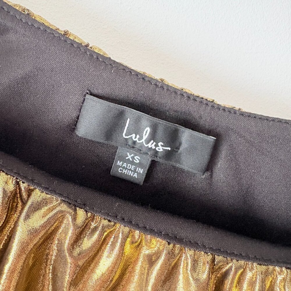 Lulus Reflections Of Style Shiny Gold One-Shoulder Bodycon Mini Dress Size XS - Picture 8 of 10